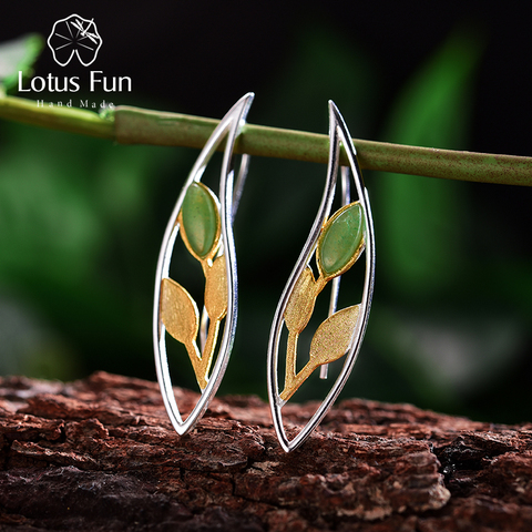 Lotus Fun Real 925 Sterling Silver Natural Creative Handmade Fine Jewelry  Spring in the Air Leaves Drop Earrings for Women ► Photo 1/6