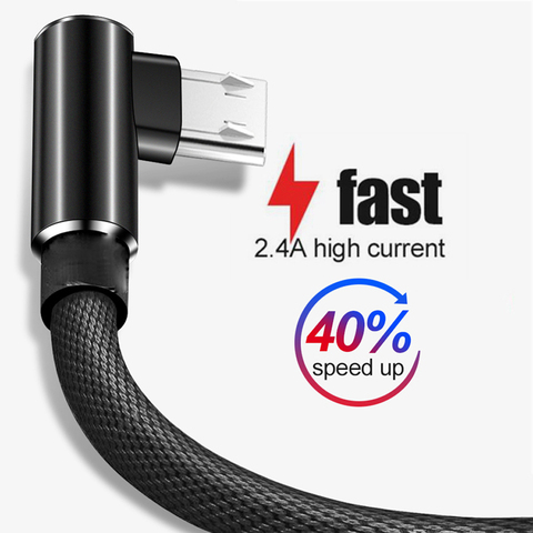Oppselve 90 Degree Micro USB Cable Fast Charging Charger Phone Data Cord Microusb Cable For Samsung Xiaomi Huawei Type C Cable ► Photo 1/6