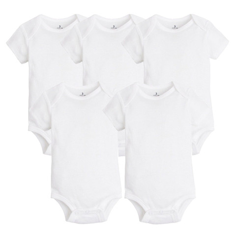5 PCS/LOT Newborn Baby Clothing 2022 Summer Body Baby Bodysuits 100% Cotton White Kids Jumpsuits Baby Boy Girl Clothes 0-24M ► Photo 1/6