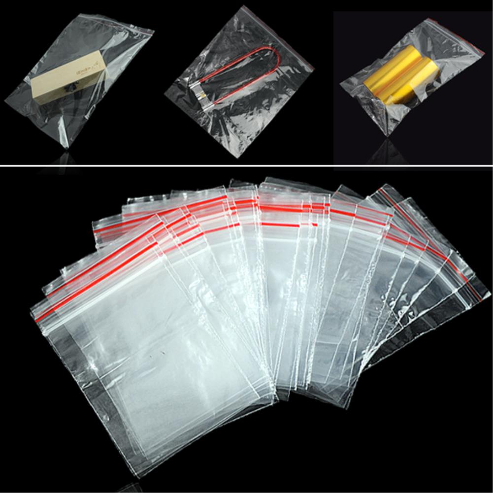 100 Grip Resealable Zip Lock Bags Self Seal Clear Plastic Poly Ziplock Bag 9Size 