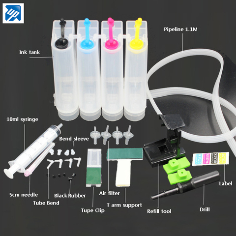 Universal 4 Color CISS kit DIY with accessories for HP 21,22 60 61 56 57 74 75 901 121 300 PG40 50 830 for Lexmark 26 16 ink ► Photo 1/1