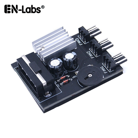 EN-Labs Computer PC Case CPU Cooler 3pin cooling fan speed temperature controller, Molex 4pin or SATA to 3 Way 3 Pin Fan Hub ► Photo 1/6