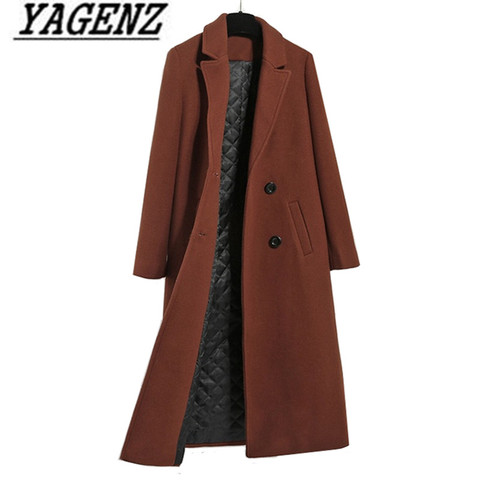 Caramel color Women's Wool Jacket Coats 2022 Fashion Casual Slim Thicken Warm Long Outerwear coat Autumn/winter Wool Lady Coats ► Photo 1/6