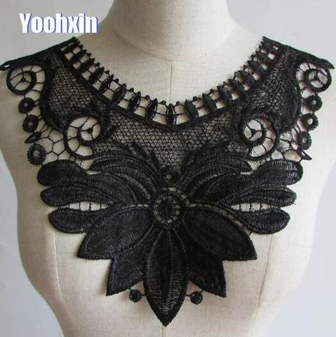 2022 Luxury Flower Lace Collar 3D cotton Fabric Trim ribbon DIY Embroidery dubai Applique Sewing guipure wedding Neckline decor ► Photo 1/2