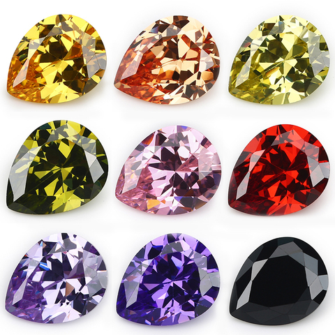 10pcs 2x3-13x18mm AAAAA Pear CZ Stone Golden Yellow , Purple, Pink Synthetic Cubic Zirconia Stone Loose ► Photo 1/5