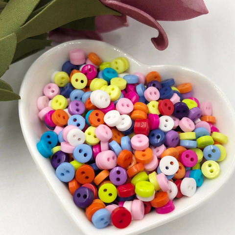 200pcs Mixed 2 Hole Resin Cute Supper Mini Buttons Sewing Round Decor Card Making DIY Lovely Home Decor Tools 6mm PT38 ► Photo 1/2