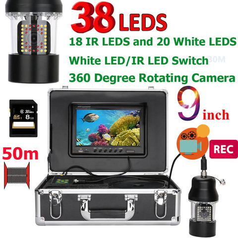 GAMWATER 9 Inch DVR Recorder Underwater Fishing Video Camera Fish Finder 38 LEDs 360 Degree Rotating Camera 20m 50m 100m ► Photo 1/6