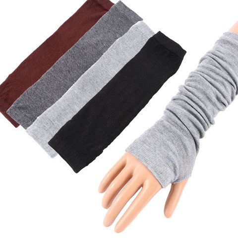 Knitted Long Fingerless Mittens Glove Arm Warmer Stretchy Mitten Unisex Crochet Half Finger Long Gloves Hot Selling ► Photo 1/6