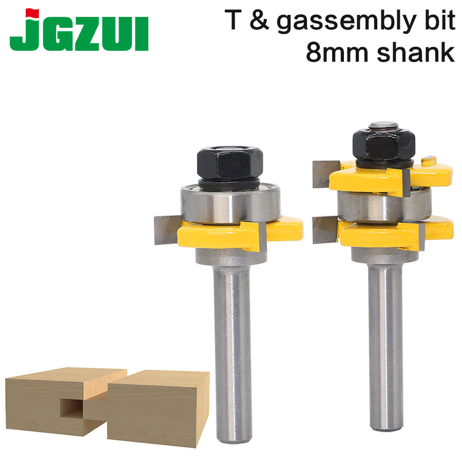 2pc 1/4" Shank Tongue & Groove Assembly Router Bit Set For Woodworking Tools 