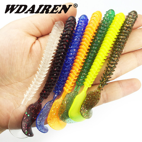 5Pcs spiral Soft bait Roll tail Silicone Fishing Lure jig Wobbler Lures 100mm 3g Artificial rubber bait bass fishing tackle ► Photo 1/5