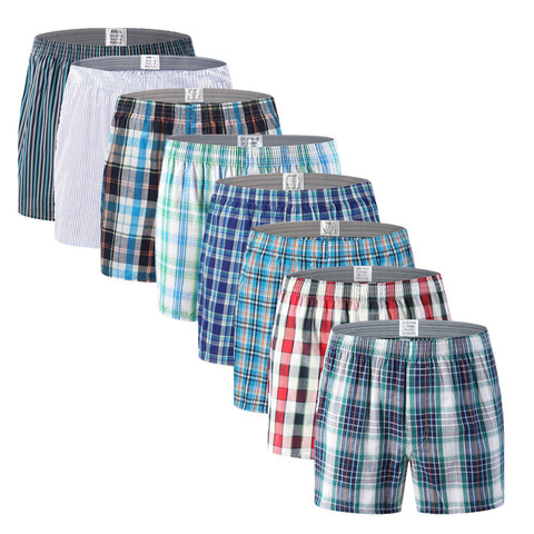 3PCS Mens Underwear Boxers Loose Stripe And Plaid Shorts Men's Panties Cotton Large Size Arrow Pants At Home Underwear Men ► Photo 1/6