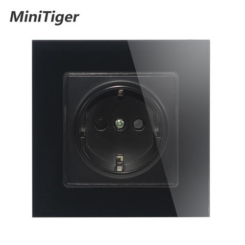 MiniTiger Wall Crystal Glass Panel Power Socket Plug Grounded, 16A EU Standard Electrical Outlet 86mm * 86mm ► Photo 1/1