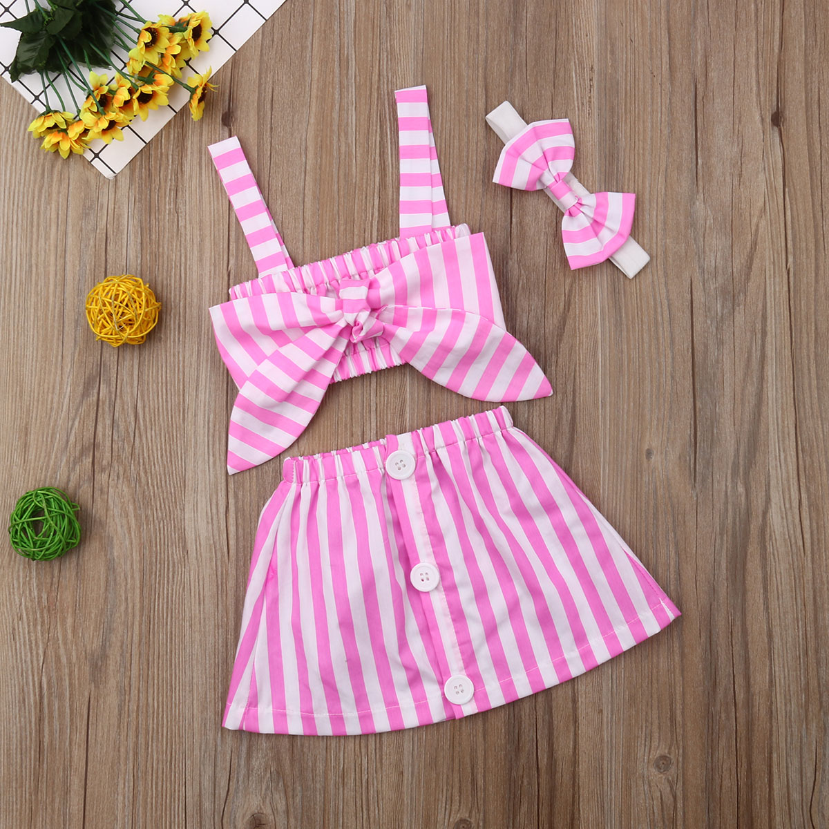Baby Girls Outfits Clothes Bow Tie Vest Crop Tops Polka Dot Shorts Toddler Kids 