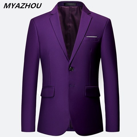 New listing luxury men's blazer large size 6XL Slim solid color jacket, fashion business banquet wedding dress jacket S-6XL ► Photo 1/6