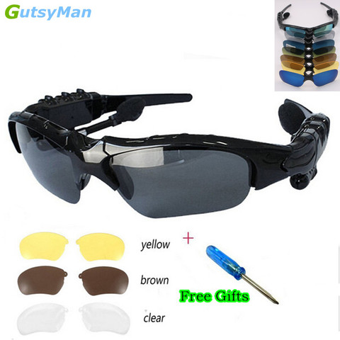 GutsyMan Sport Stereo Wireless Bluetooth 4.1 Headset Telephone Driving Sunglasses/mp3 Riding Eyes Glasses With colorful Sun lens ► Photo 1/6