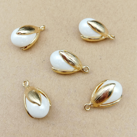 10pcs 10x20mm pearl tulip charm for jewelry making and crafting earring pendant bracelet charm fashion charms ► Photo 1/5