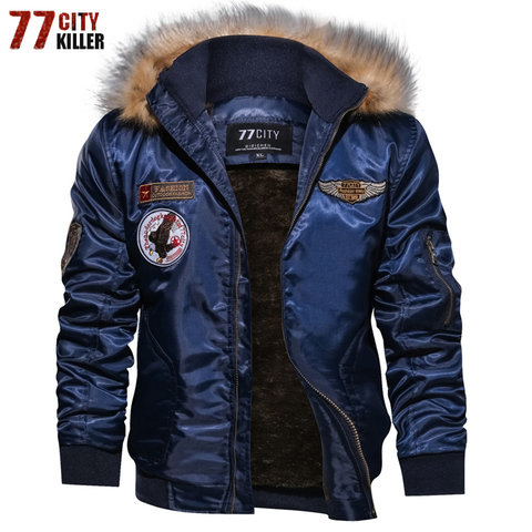 Winter Bomber Jacket Men Windbreaker Thick Fleece Army Military Motorcycle Jacket Men's Pilot Jacket Coat Outwear Plus Size 4XL ► Photo 1/6