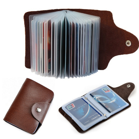 New Arrival Genuine Leather Business Card Case Women's ID Bag Female Credit Card Holder 26 Bank Cards Slots For Men ► Photo 1/6