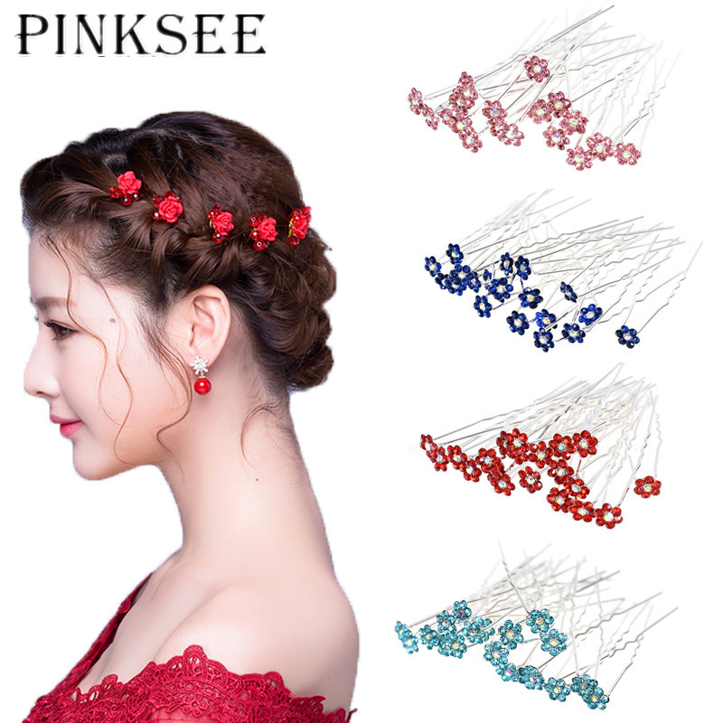 40 PCS Wedding Hair Pins Crystal Pearl Flower Bridal Hairpins Accessories JH 