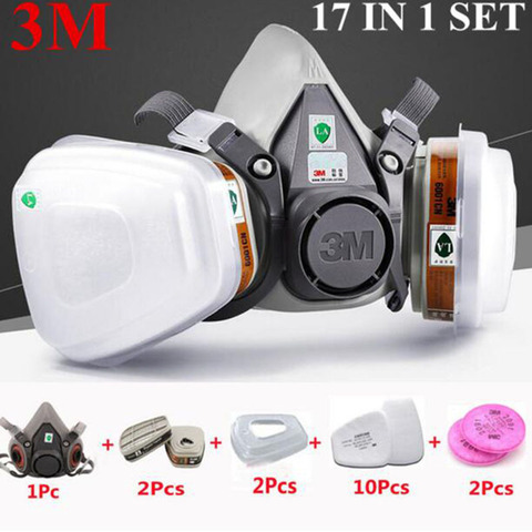 3M 6200 Half Face Painting Spraying Respirator Gas Mask  17 In 1 Suit Safety Work Filter Dust Mask ► Photo 1/6
