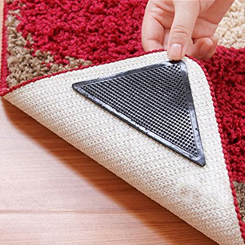4Pcs Home Floor Rug Carpet Mat Grippers Self-adhesive Anti Slip Tri Sticker Reusable Washable Silicone Grip Car Perfume Pad ► Photo 1/6