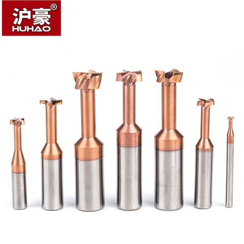 HUHAO 1pc 4 6 8 10mm Shank T Type Grooving Milling Cutter Overall Alloy Tungsten Steel Slotting Router Bits CNC Tool Endmill ► Photo 1/6