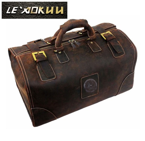 Crazy Horse Leather Male Larger Capacity Retro Design Travel Handbag Duffle Luggage Bag Fashion Travel Suitcase Tote Bag 8151 ► Photo 1/5