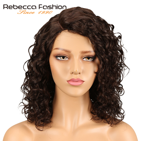 Rebecca Loose Curly Wave Human Hair Lace Wigs For Black Women L Part Peruvian Remy Loose Curly Lace Wig 14 Inch Free Shipping ► Photo 1/6