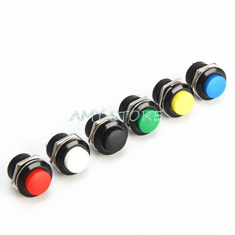 10pcs Momentary Push Button Switch 16mm Momentary 6A/125VAC 3A/250VAC  Round Switches R13-507 BLACK RED GREEN WHITE BLUE YELLOW ► Photo 1/2