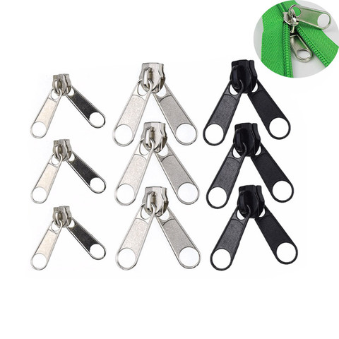 9pcs Mix #3 #5 Zipper Slider Black Silver Color Double Head Reversible Slider DIY Zip Garment Clothes Fastenings Accessories ► Photo 1/5