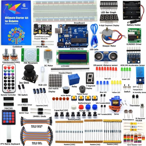 Adeept DIY Electric New Ultimate Starter Learning Kit for Arduino UNO R3 with Guide Book Motor Processing LED Book diy diykit ► Photo 1/6