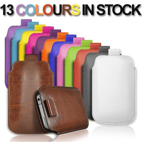 Pull & Push Tab Leather Case For iPhone 11 12 pro 7 8 Plus X Xr Xs max SE 2022 Universal Cover For Samsung Huawei Mobile Pouch ► Photo 1/6