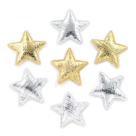 100Pcs 25mm Gold and Silver Cloth Star Applique Cloth Padded Patches for DIY Craft/Clothes/Hairpin/Wedding Decoration K53 ► Photo 1/4