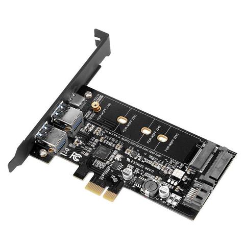 Dual USB3.0 1 port Type-c M.2 PCIe Adapter M2 SSD SATA B Key to PCI-e 3.0 Controller Converter Card For 2280 2260 2242 2230 NGFF ► Photo 1/6