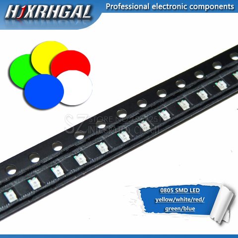 100pcs 0805 SMD LED diodes light  yellow red  green blue White  new and original hjxrhgal ► Photo 1/3