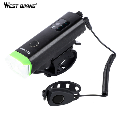 WEST BIKING Bicycle Light With Horn LED Front Flashlight USB Rechargeable Sensor Auto Bike Lamp MTB Road Bike Cycling Headlight ► Photo 1/6