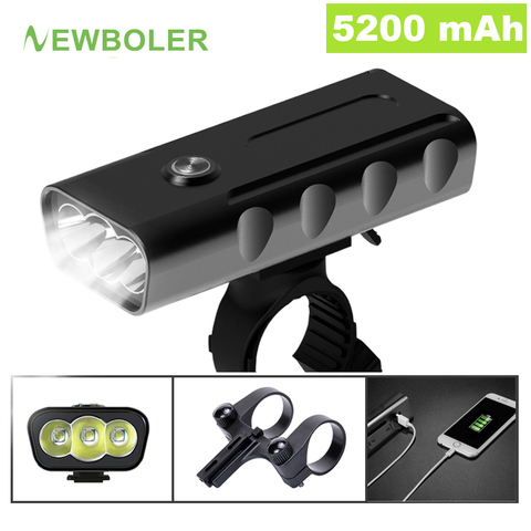 NEWBOLER 5200mAh Bike Light Kit T6 L2 Flashlight For Bicycle 2400 Lumen Led Lantern USB Headlight Mount Bracket Cycle Fornt Lamp ► Photo 1/6