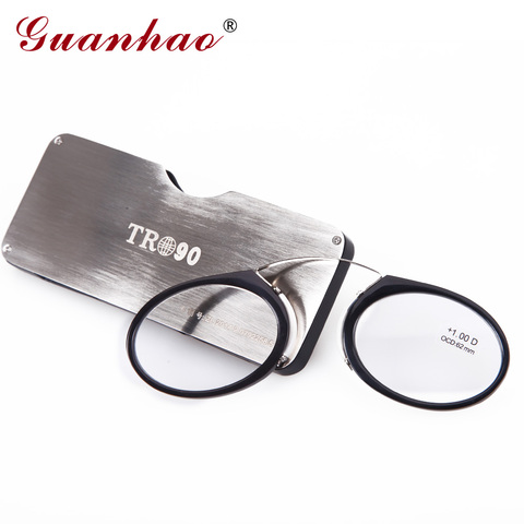 Guanhao Magnetic Reading Glasses With Case Nose Clip Round Optical Frame Diopter Prescription Eyewear Men Women Portable Glasses ► Photo 1/6