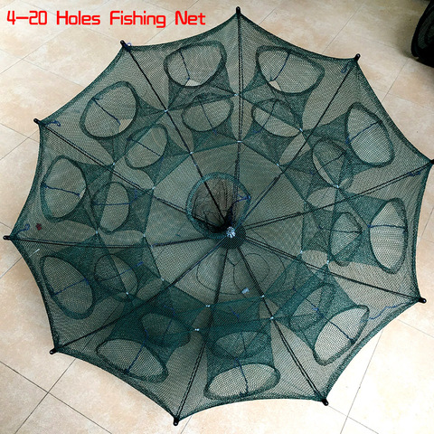 Automatic Fishing Net Shrimp Cage Nylon Foldable Crab Fish Trap Cast Net Cast Folding Fishing Network4/6/8/10/12/16/20 Holes ► Photo 1/5