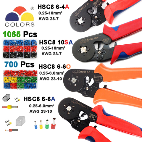 10SA HSC8 6-6  SELF-ADJUSTABLE MINI-TYPE CRIMPING PLIER 0.25-10mm2 straight German Pliers hand tools European style Crimper 23-7 ► Photo 1/6
