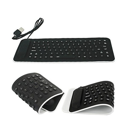 NEW Portable USB Mini Flexible Silicone PC Keyboard Foldable for Laptop Notebook Black 17OTC21 ► Photo 1/2