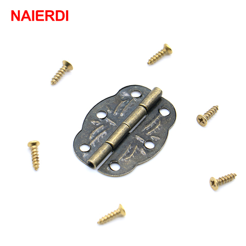 20pcs NAIERDI Bronze Hinges Decoration Jewelry Box Hinge With Screw For Vintage Door Cabinet Drawer Furniture Fittings Hardware ► Photo 1/6