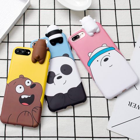 Hot 3D Cute Cartoon Bear friend funny toys soft phone case for iphone 5 5s  6 6s 7 8 plus 10 X cover cases coque funda - Price history & Review |