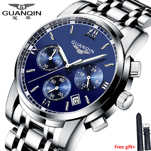 GUANQIN Watches men Luxury top brand Stainless Steel men luminous waterproof Wristwatch multifunction Clock Men quartz watches ► Photo 1/5