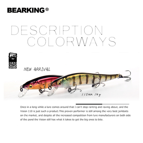 2022 Bearking Brand W01 Hard Fishing Lures Minnow 11cm 14g quality Baits Deep Diving Wobblers Fishing Tackles Free shipping ► Photo 1/6