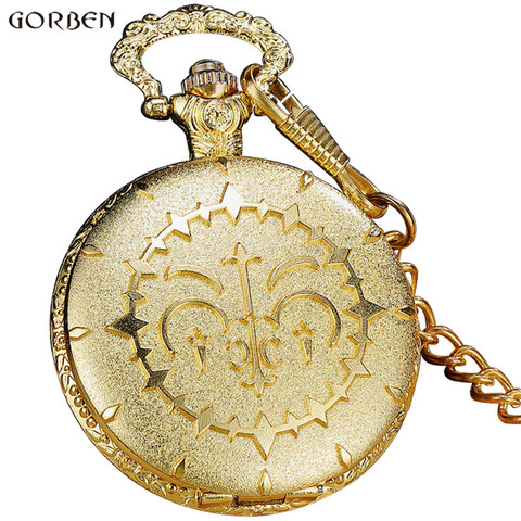 Luxury Round Golden Steampunk Quartz Pocket Watch With FOB Waist Chain Vintage Anime Fans Cosplay Pocket Watch Women Mens Gifts ► Photo 1/6