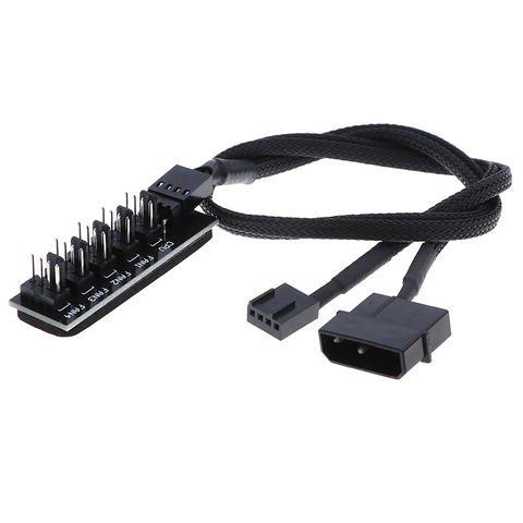 Black Sleeved Jacket 40cm 1 to 5 4-pins PWM CPU Cooler/ Case/ Chasis Cooling Fan Power Cable Hub Splitter Adapter ► Photo 1/6