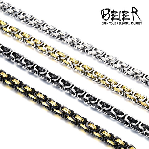 Beier Stainless Steel Men Punk Rock Jewelry High Quality Pulseira Masculina Byzantine Chain Link Necklace For Women ► Photo 1/5