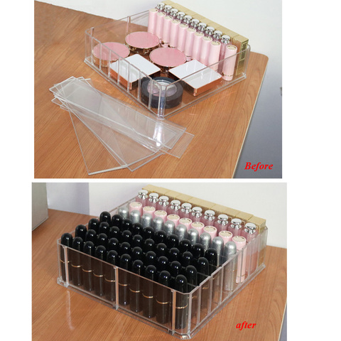 Adjustable 6/8 Slots Makeup Organizer Cosmetic Storage Acrylic Desk Storage Case Clear Lipstick Organizer Storage Box Escritorio ► Photo 1/6