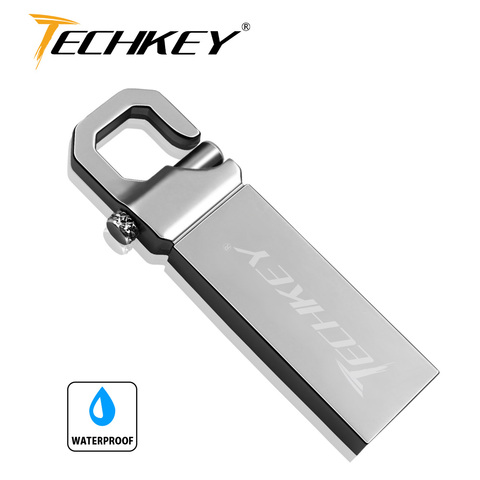 new Techkey USB Flash Drive 64GB Metal Steel Pen Drive 32gb memory memori cel usb stick High Speed Pendrive Key u disk gift ► Photo 1/6